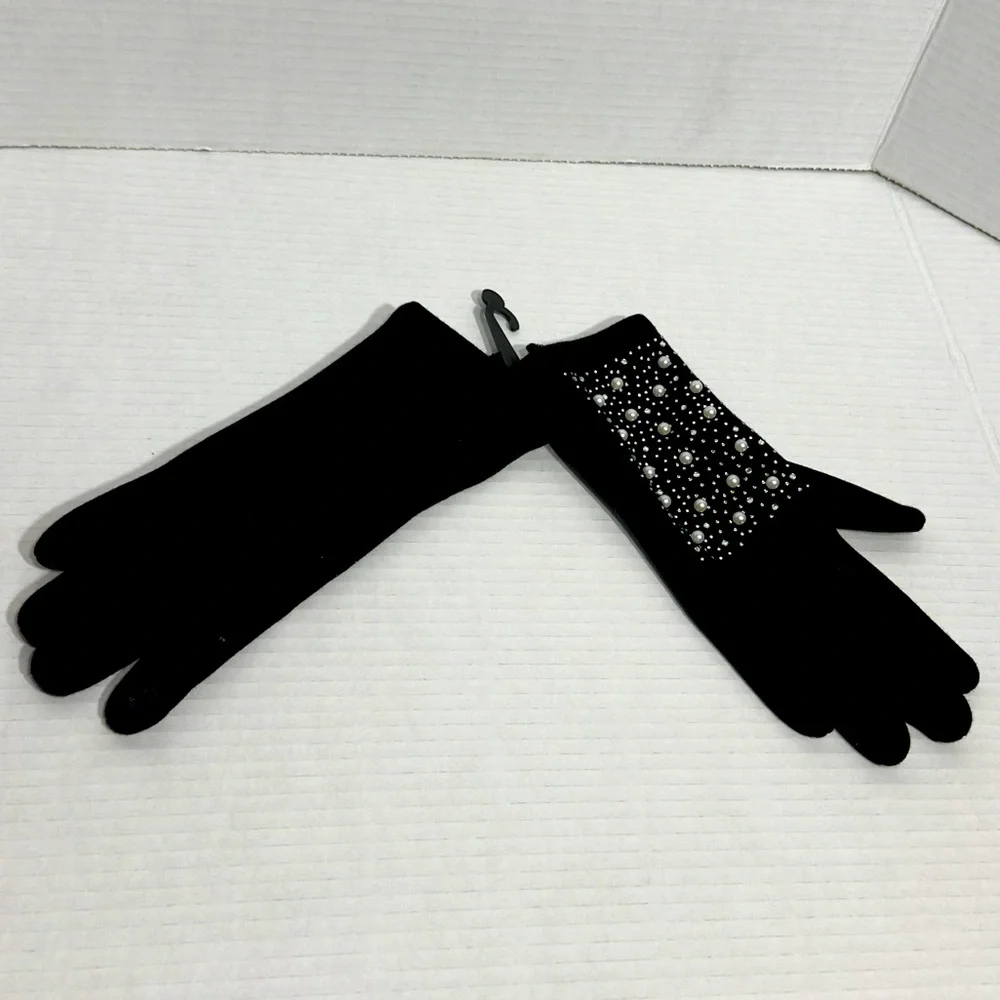 Adrienne Vittadini || womans pearl rhinestone gloves one size